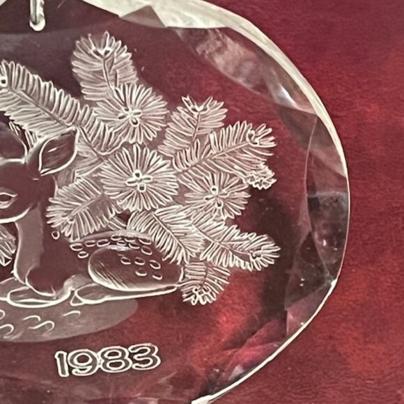 VTG Baby Deer Fir Branches Clear Acrylic 1983 Christmas Ornament 3.25" - Picture 5 of 9